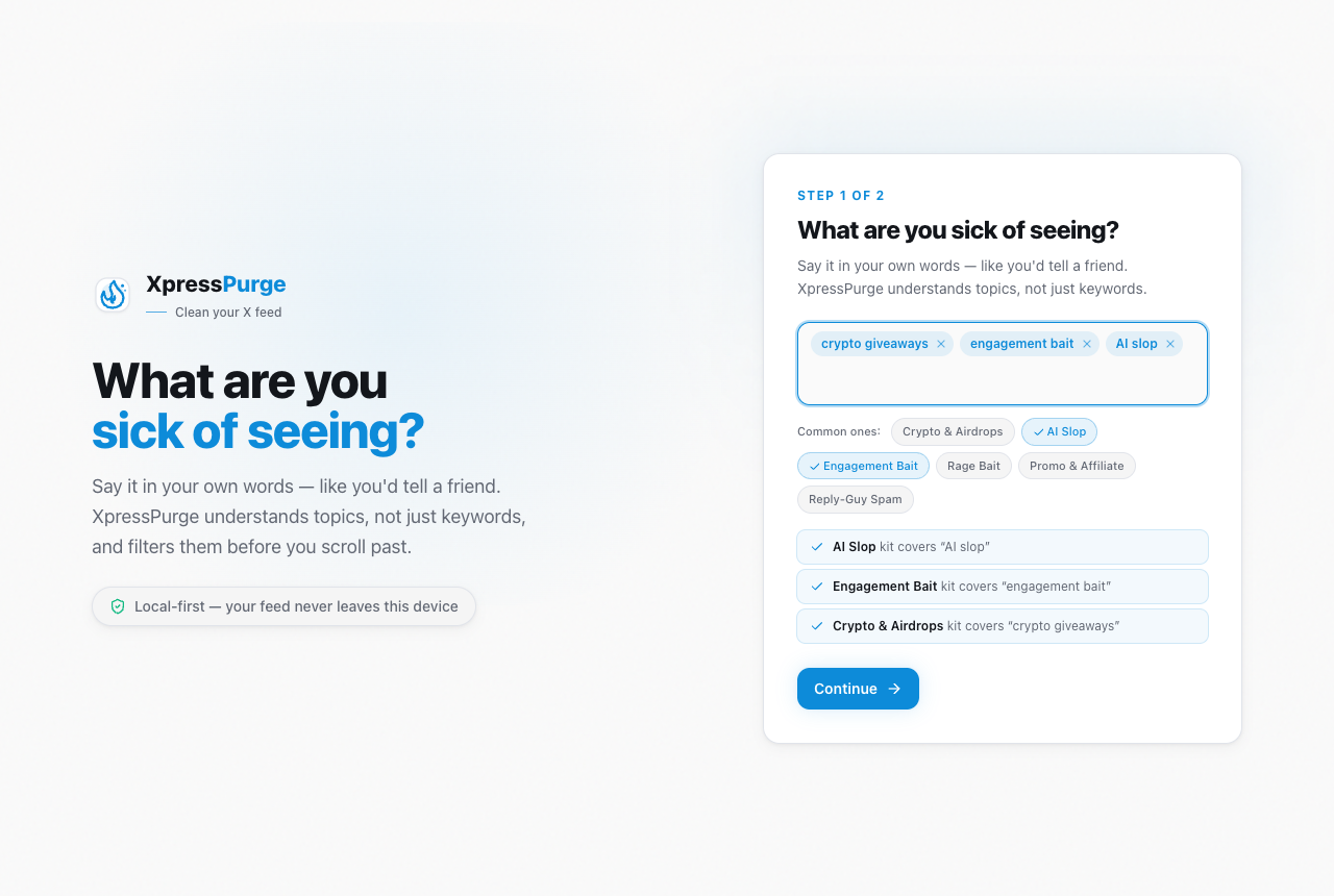 Welcome flow: describe what you are sick of seeing