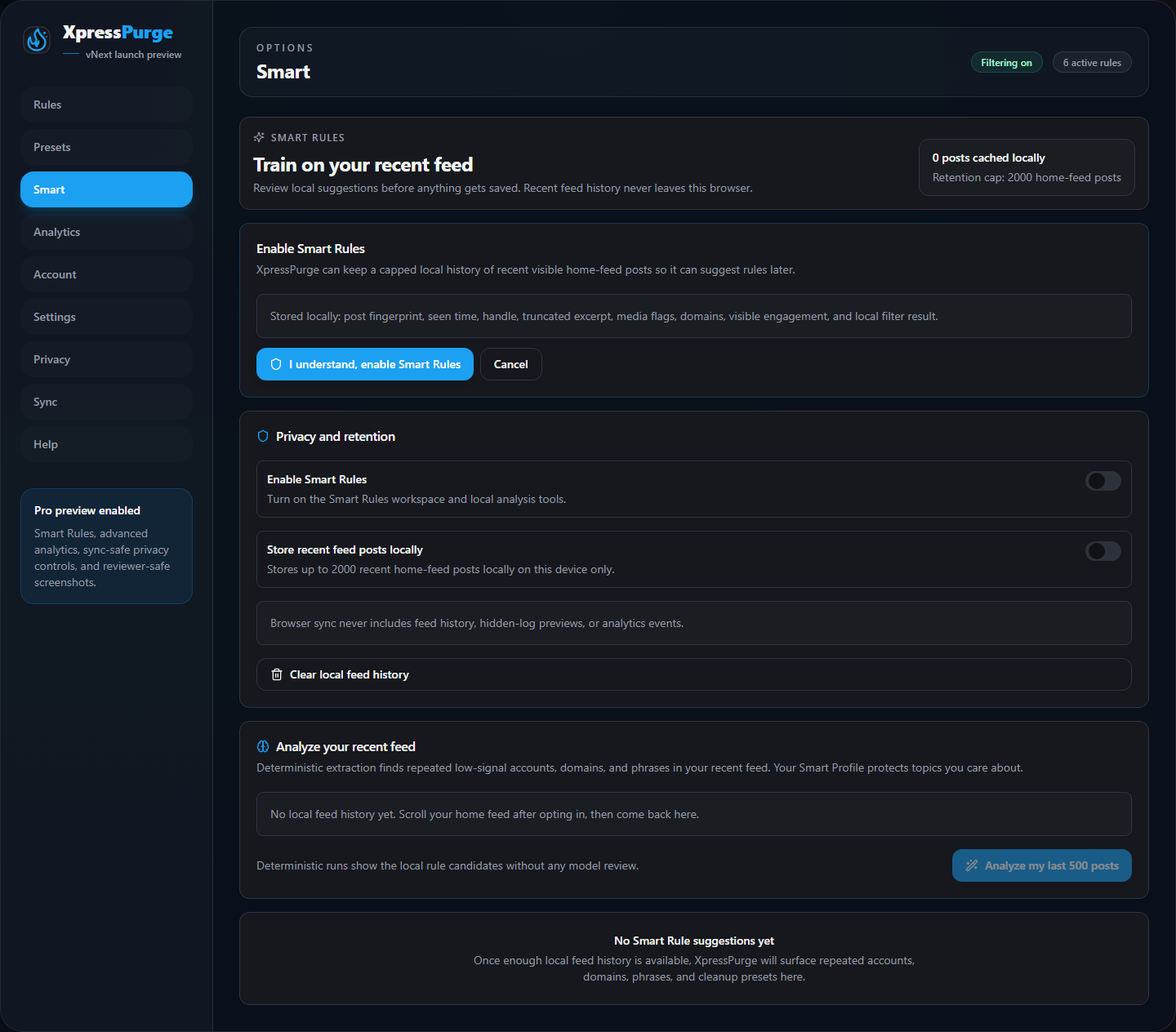 Smart Rules opt-in screen